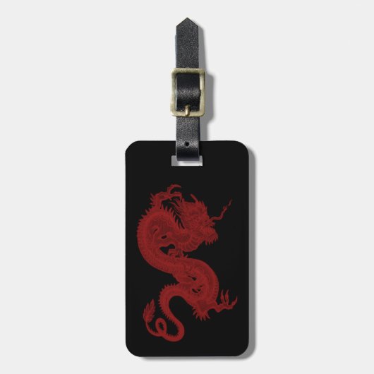 Custom Red Dragon Pendragon Luggage Tag Gepäckanhänger (Vorderseite vertikal)