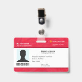 Custom Red Employee ID Identification Photo Bar Ausweis (Vorderseite mit Clip)