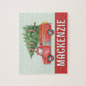 Custom Red Fire Christmas Tree Truck Firefighter  Puzzle (Vertikal)
