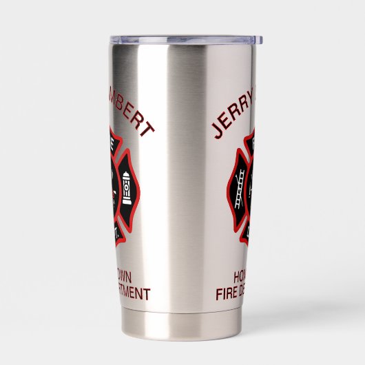 Custom Red Fire Department Firefighter Badge Thermobecher (Links)