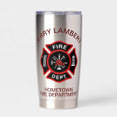 Custom Red Fire Department Firefighter Badge Thermobecher (Rückseite)