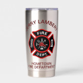 Custom Red Fire Department Firefighter Badge Thermobecher (Vorderseite)