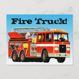 Custom Red Fire Truck Postkarte