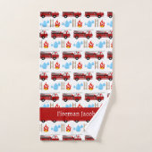 Custom Red Fire Trucks Firetrucks Mustertuch Badhandtuch Set (Handtuch)