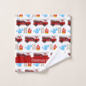 Custom Red Fire Trucks Firetrucks Mustertuch Badhandtuch Set (Waschlappen)