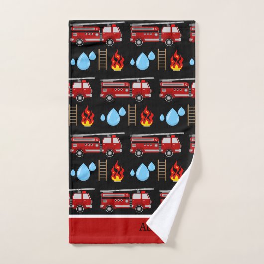 Custom Red Fire Trucks Firetrucks Mustertuch Badhandtuch Set (Handtuch)