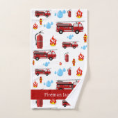 Custom Red Fire Trucks Firetrucks Mustertuch Badhandtuch Set (Handtuch)