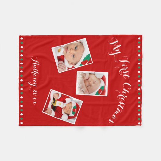 Custom Red Fleece Blankes Mein erstes Weihnachten (Vorderseite (Horizontal))