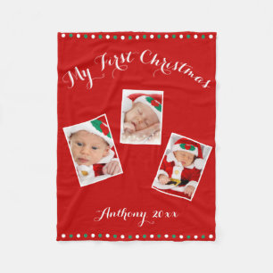 Custom Red Fleece Blankes Mein erstes Weihnachten
