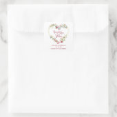 Custom Red Floral Heart Wedding Sanitizer Gel Quadratischer Aufkleber (Tasche)