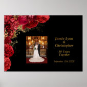 Custom Red Floral Wedding Anniversary Poster (Vorne)