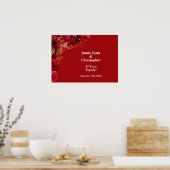 Custom Red Floral Wedding Anniversary Poster (Küche)