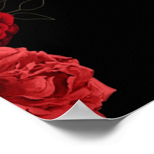 Custom Red Floral Wedding Anniversary Poster (Ecke)