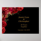 Custom Red Floral Wedding Anniversary Poster (Vorne)