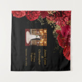 Custom Red Floral Wedding Anniversary Tapestes Wandteppich (Vorderseite (Horizontal))
