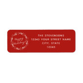 Custom Red Floral Wreath Weihnachtsfeier Rücksende (Vorne)