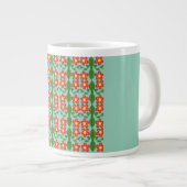 Custom Red Folk Art Flower & Leaf Pattern Jumbo-Tasse (Vorderseite Rechts)