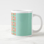 Custom Red Folk Art Flower & Leaf Pattern Jumbo-Tasse (Rechts)