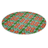 Custom Red Folk Art Flower & Leaf Pattern Schneidebrett (Ecke)