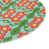 Custom Red Folk Art Flower & Leaf Pattern Schneidebrett (Ecke)