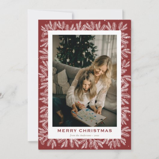 Custom Red Forest Pine Foto Weihnachten (Vorderseite)