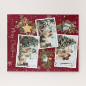 Custom Red Foto Collage Weihnachts Jigsaw Puzzle (Horizontal)