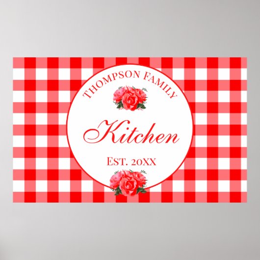 Custom Red Gingham Buffalo Karo Küche Poster (Vorne)