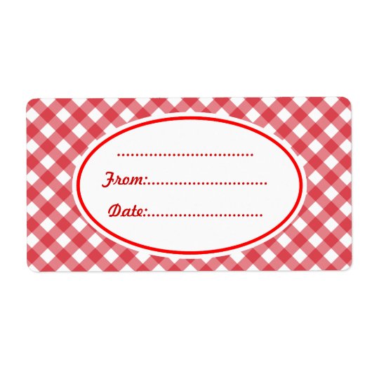 Custom Red Gingham Kitchen Food Geschenketiketten  (Vorne)