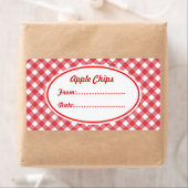 Custom Red Gingham Kitchen Geschenkstempel Labels (Insitu)