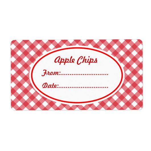Custom Red Gingham Kitchen Geschenkstempel Labels (Vorne)