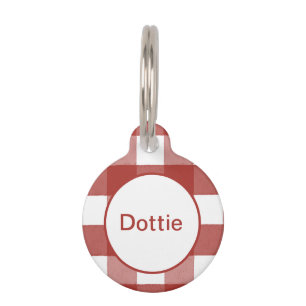 Custom Red Gingham Pet ID Tag Haustiermarke