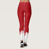 Custom Red Glitter Leggings with White Drips (Rückseite)