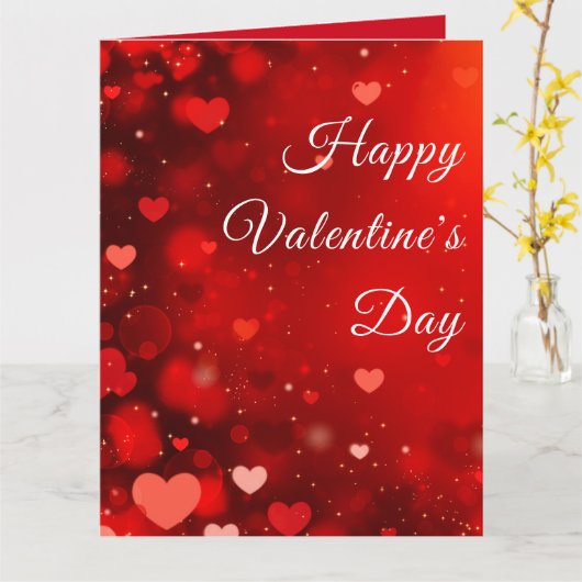 Custom Red Glittering Heart Glossy Valentine Karte (Gelbe Blume)