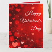 Custom Red Glittering Heart Glossy Valentine Karte (Vorderseite)