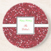 Custom Red Glitzer Design Holiday Untersetzer (Vorne)