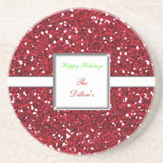 Custom Red Glitzer Design Holiday Untersetzer (Vorne)