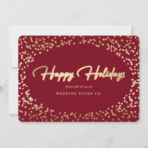 Custom Red Gold Foil Hand Briefe Geschäft Feiertagskarte