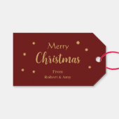 Custom Red & Gold Frohe Weihnachten Geschenkanhänger (Vorderseite (Horizontal))