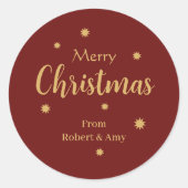 Custom Red & Gold Frohe Weihnachten Runder Aufkleber (Vorderseite)