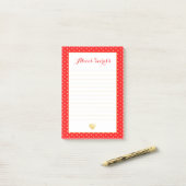 Custom Red Gold Hearts Muster Post-it Klebezettel (Auf Schreibtisch)