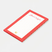 Custom Red Gold Hearts Muster Post-it Klebezettel (angewinkelt)