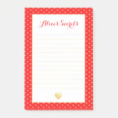 Custom Red Gold Hearts Muster Post-it Klebezettel (Vorderseite)