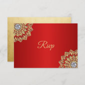 Custom RED Gold Indian Mandala UAWG Wedding Einladung (Vorne/Hinten)