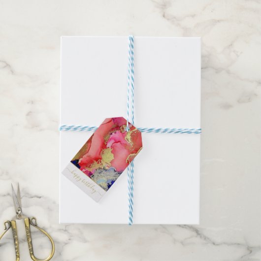 Custom Red Gold Lila Gold Script Schriftart Gesche Geschenkanhänger (Mit Garn)