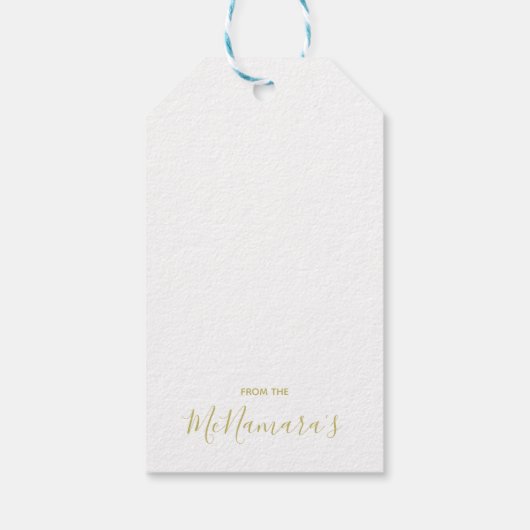 Custom Red Gold Lila Gold Script Schriftart Gesche Geschenkanhänger (Rückseite)