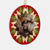 Custom Red Green Christmas Star Photo Gift Tree Keramik Ornament (Rechts)