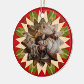 Custom Red Green Christmas Star Photo Gift Tree Keramik Ornament (Links)