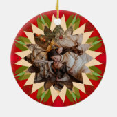 Custom Red Green Christmas Star Photo Gift Tree Keramik Ornament (Hinten)