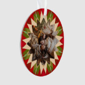 Custom Red Green Christmas Star Photo Gift Tree Ornament (Vorderseite)