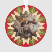 Custom Red Green Christmas Star Photo Gift Tree Ornament (Rückseite)